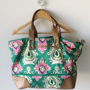 Stella & Dot Getaway Bag in Green Ikat